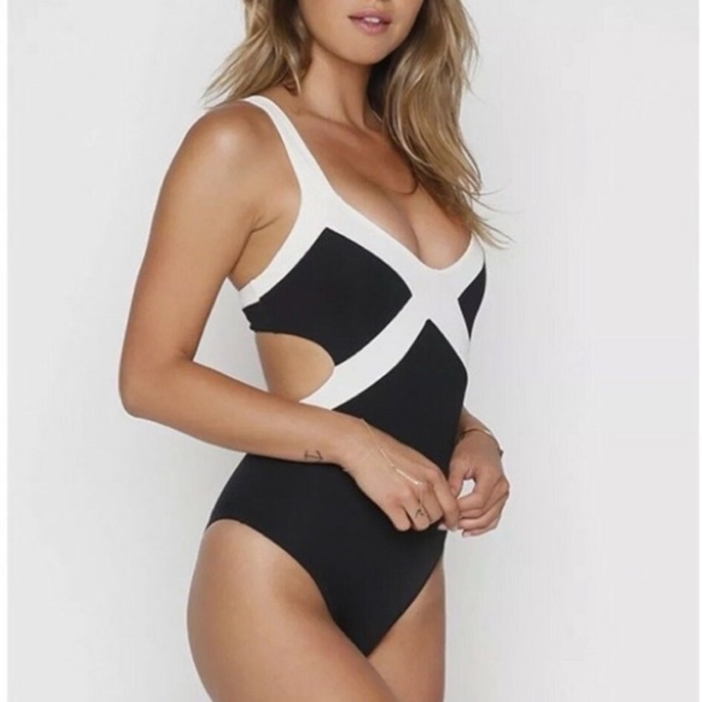 NWT | L Space | Plunge Colorblock Cut Out One Piece Suit US 4